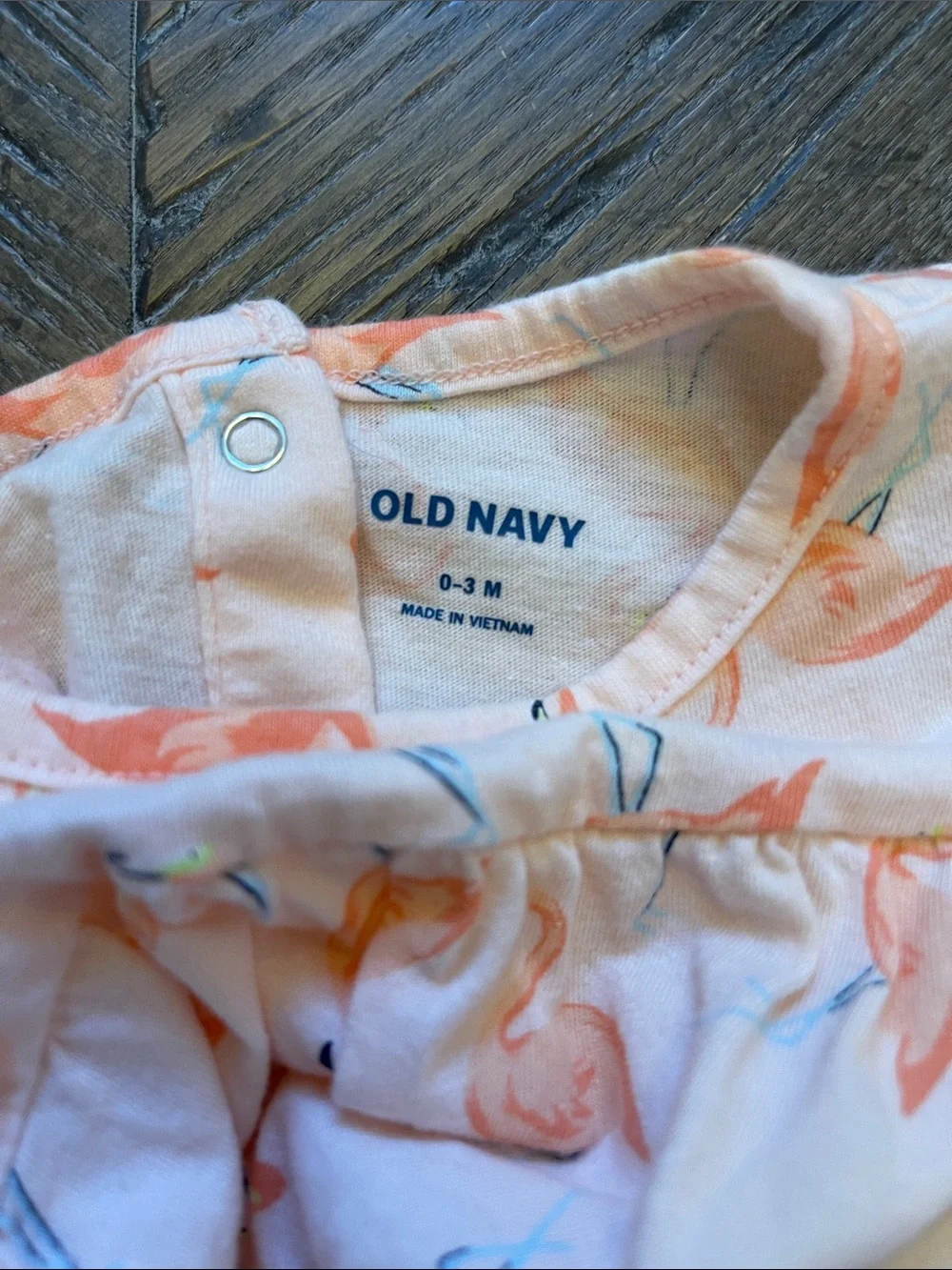 Old Navy Peach Flamingo Print Baby One-Piece Bodysuit